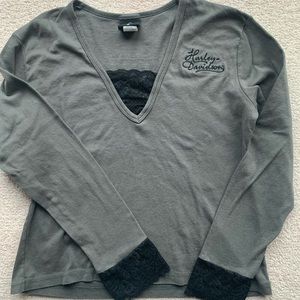 Harley Davidson XL/L gray long sleeve top